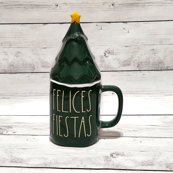 Brand New Rae Dunn by Magenta "Felices Fiestas" Mug with topper. - Picture 1 of 6